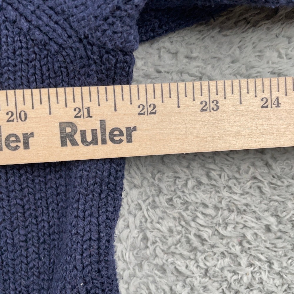 Polo Ralph Lauren Sweater Mens Large Navy Blue 1/4 Zip Cotton Chunky Knit - Picture 5 of 8